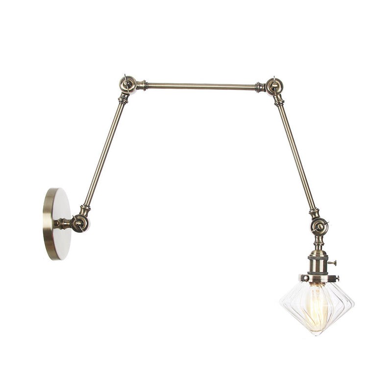 Vintage Wall Mounted Dining Room Sconce Light 1-Light With Glass Shade Adjustable Arm -