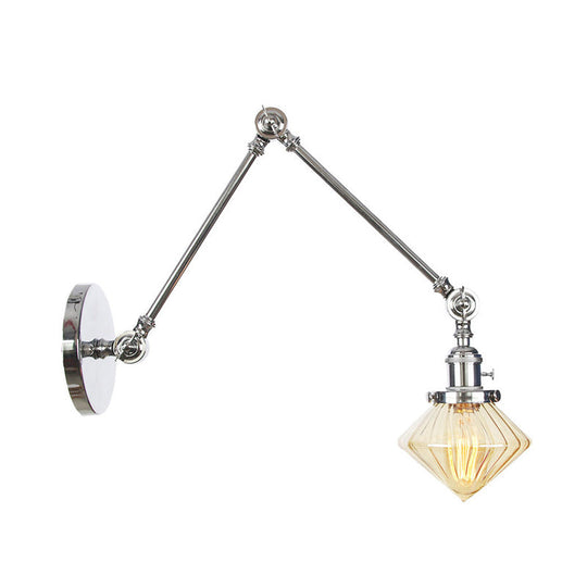 Vintage Wall Mounted Dining Room Sconce Light 1-Light With Glass Shade Adjustable Arm -
