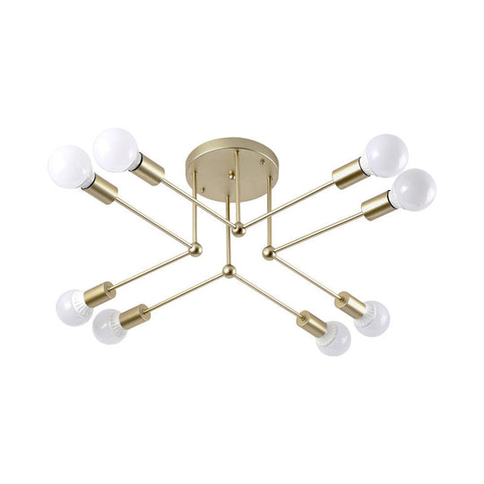 Contemporary Gold Metal Radial Chandelier Ceiling Light with 8 Heads
