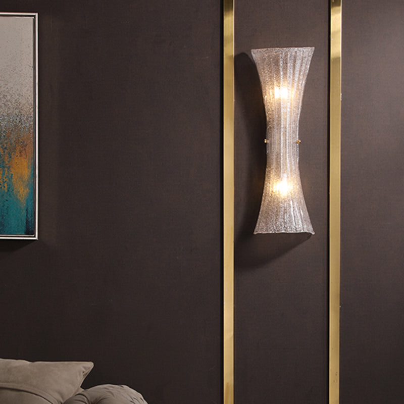 Curvy Clear Bubble Glass Wall Sconce With 2 Lights For Traditional Bedroom Lighting