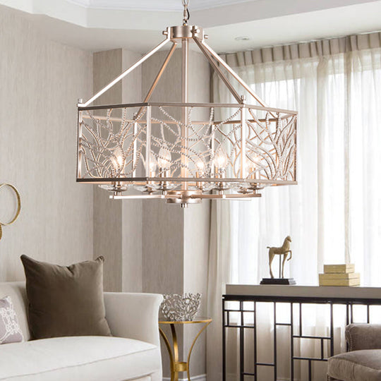 Minimalist Crystal Chandelier - Silver Champagne Pendant Lamp With 6/8 Lights For Living Room