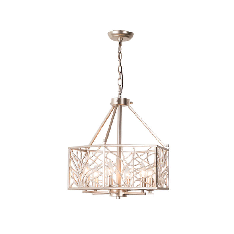 Minimalist Crystal Chandelier - Silver Champagne Pendant Lamp With 6/8 Lights For Living Room