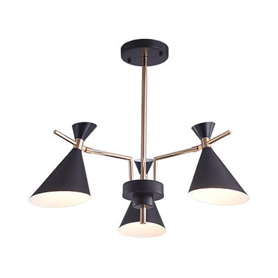 Nordic Horn Hanging Pendant Lamp - 3-Light Metal Fixture For Bedroom
