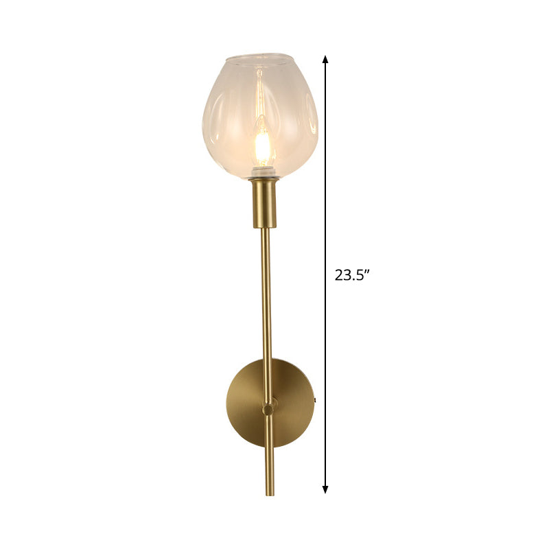 Modern Clear Glass Cup Sconce Light - Gold Wall Mounted Lamp With Metal Pencil Arm
