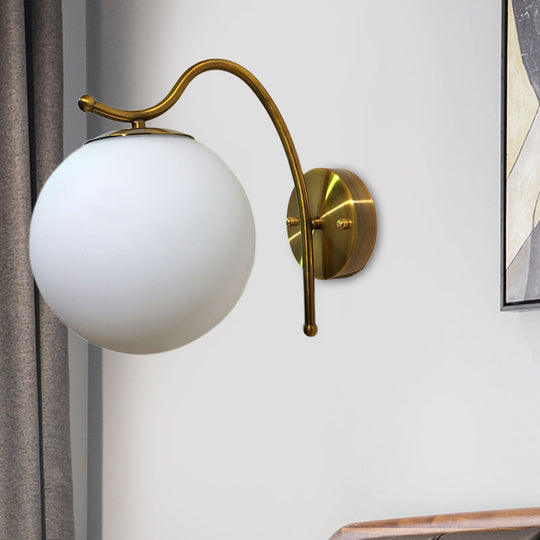 Modern White Glass Ball Wall Lamp With Gold Sconce Light Fixture