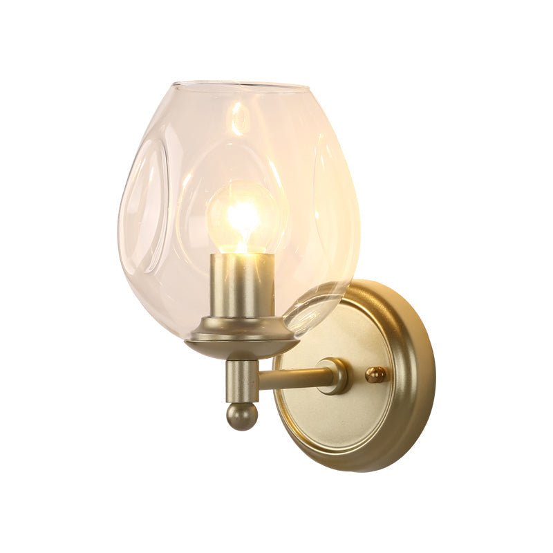 Modern Glass Cup Sconce With Dimpled Blown Wall Mounted Light Fixture In Gold