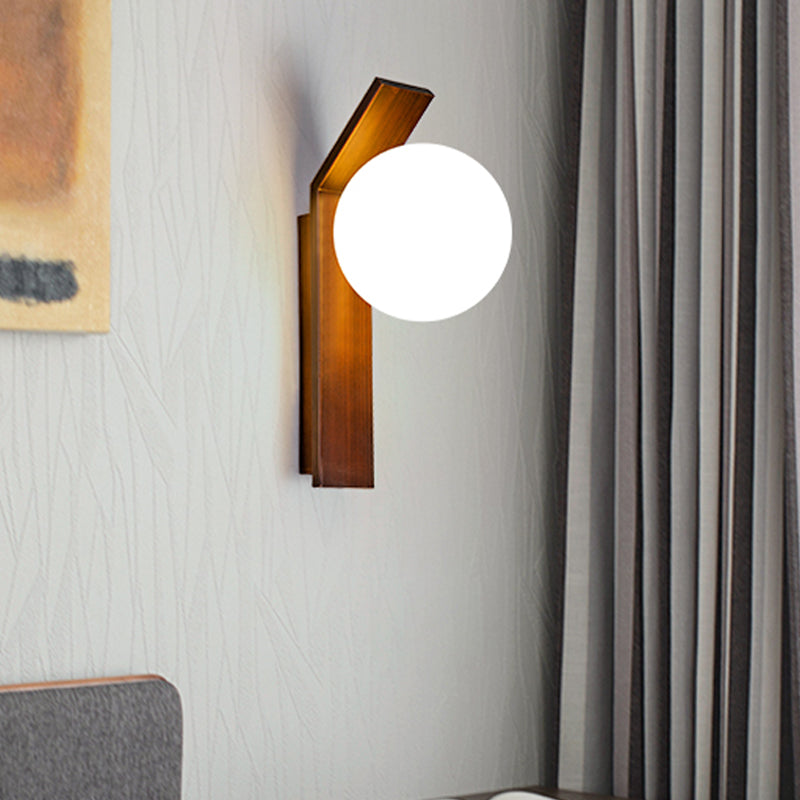 Modern Bronze/Copper Dining Room Wall Lamp: 1-Bulb Sconce Light With Milk Glass Shade Copper