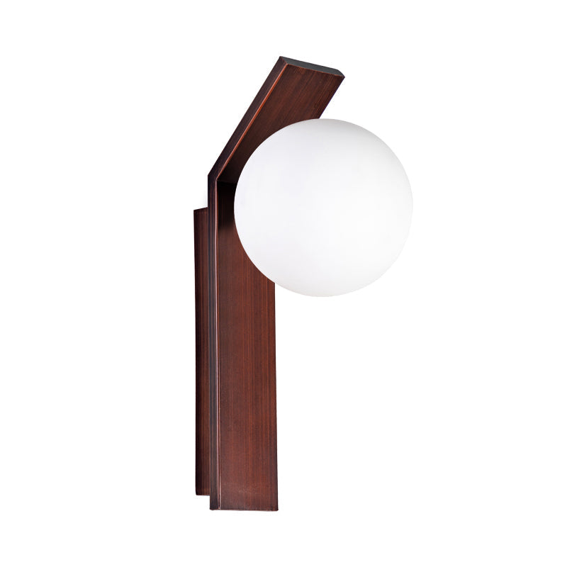 Modern Bronze/Copper Dining Room Wall Lamp: 1-Bulb Sconce Light With Milk Glass Shade