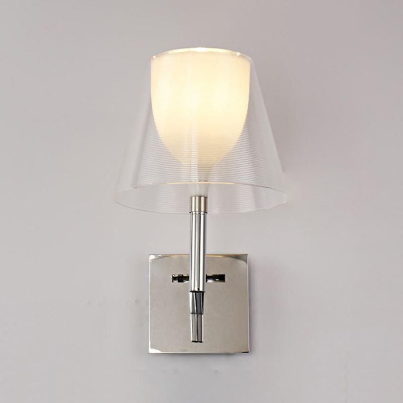 White Glass Flared Wall Sconce Light Fixture For Contemporary Living Rooms