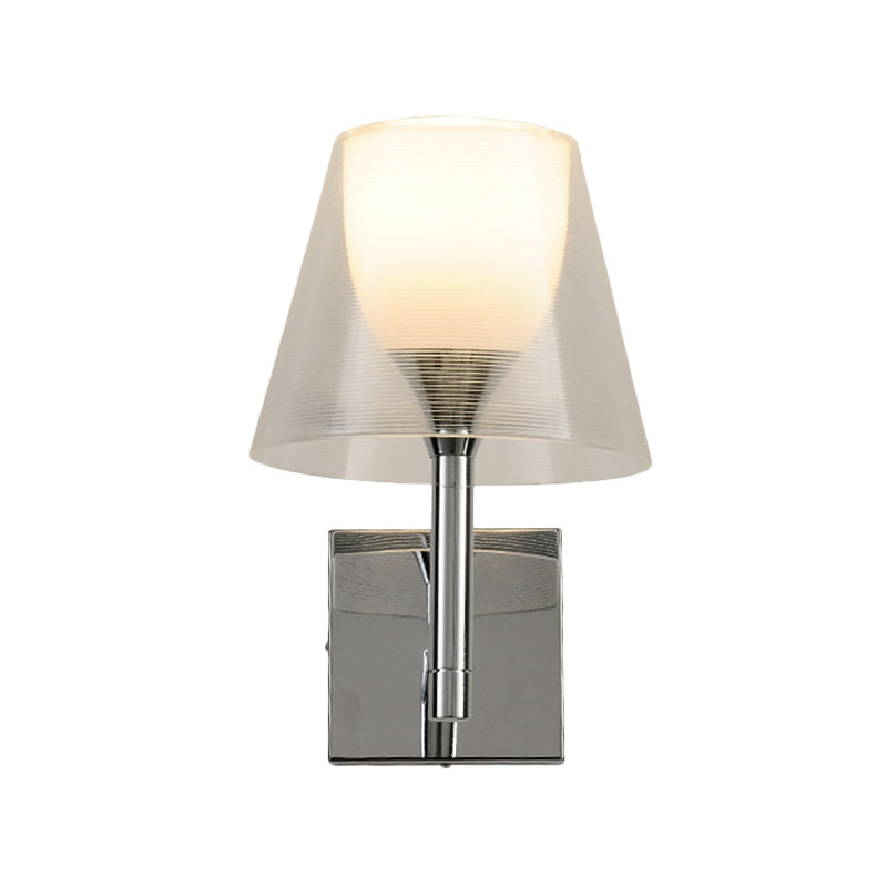 White Glass Flared Wall Sconce Light Fixture For Contemporary Living Rooms