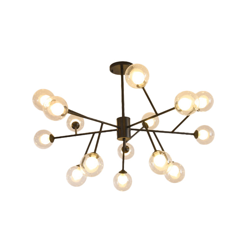 Modern Black/Gold Ball Pendant Chandelier with Clear Glass Shade - 12/15/18 Lights Ceiling Lighting