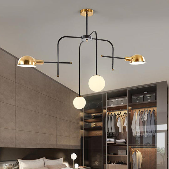 Modern Metal Hanging Chandelier With Arms - Black And Gold 2/4 Bulbs