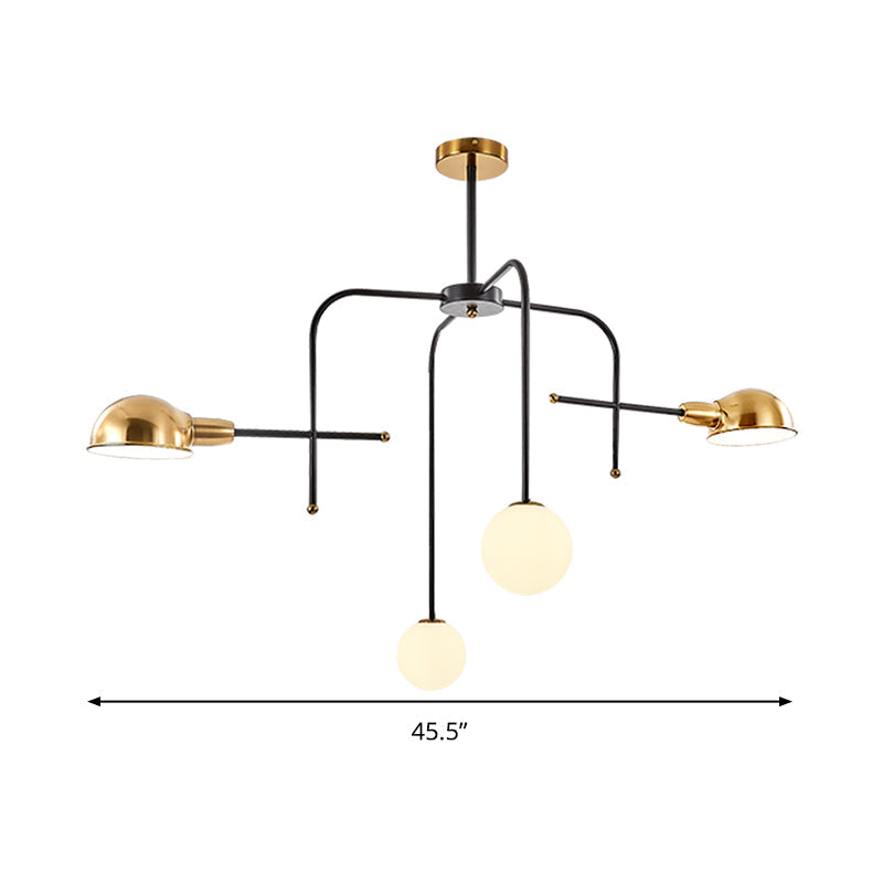 Modern Metal Hanging Chandelier With Arms - Black And Gold 2/4 Bulbs