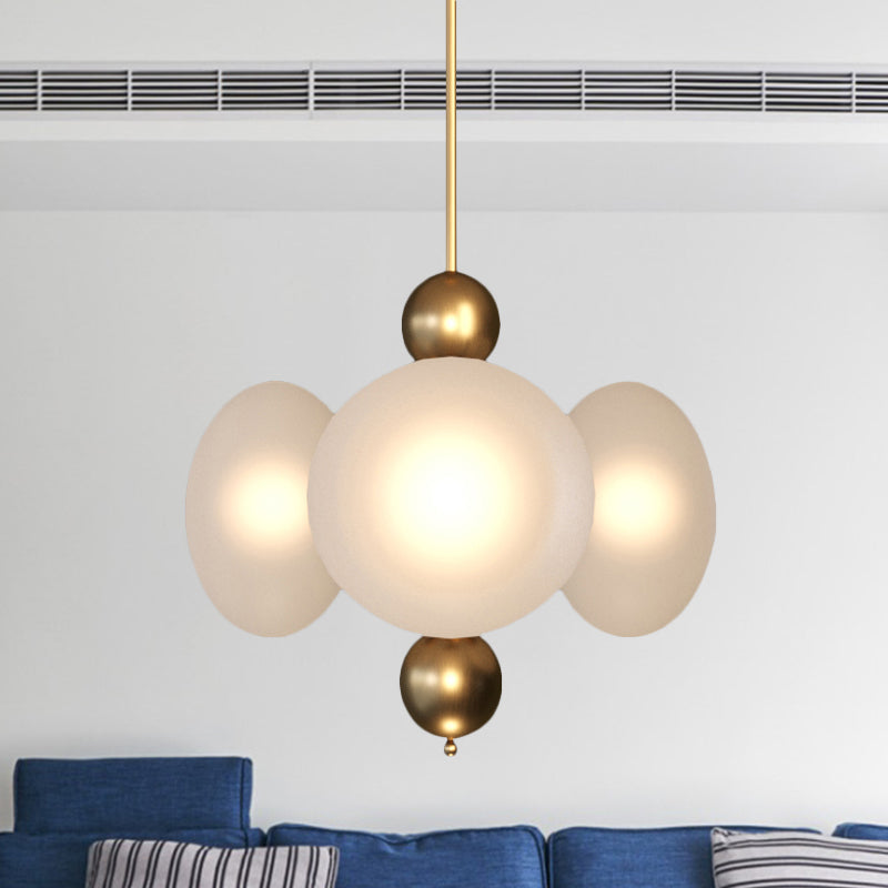 Modern Gold Round Chandelier With 4 Frosted Glass Heads