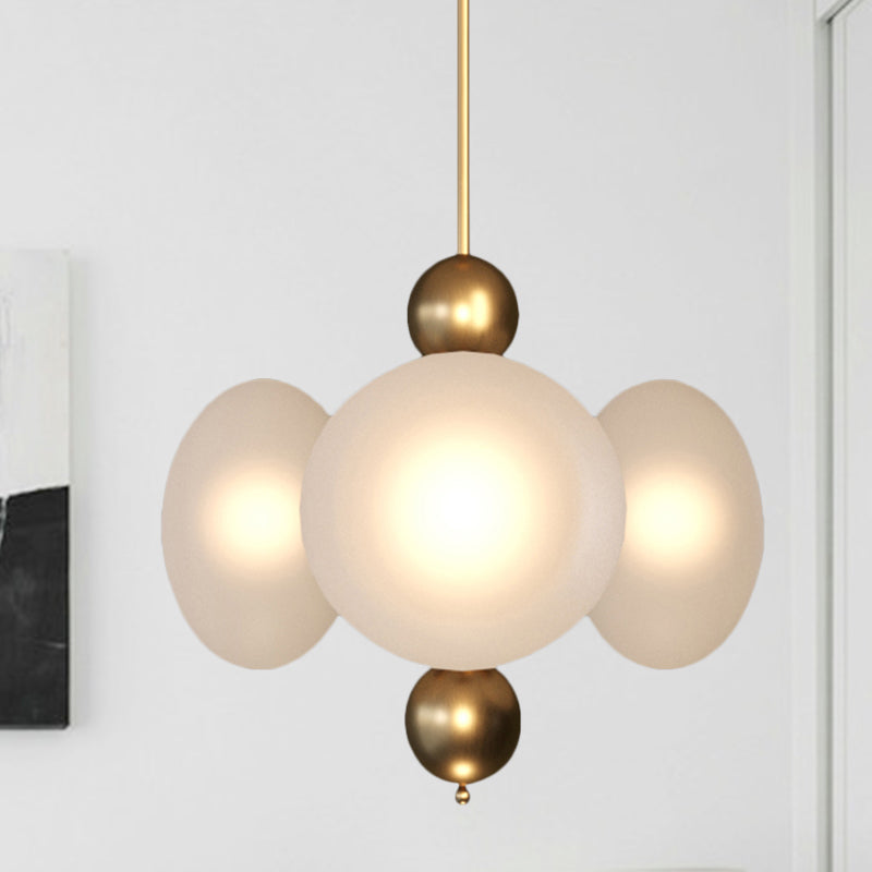 Modern Gold Round Chandelier with Frosted Glass - 4 Heads Ceiling Suspension Lamp