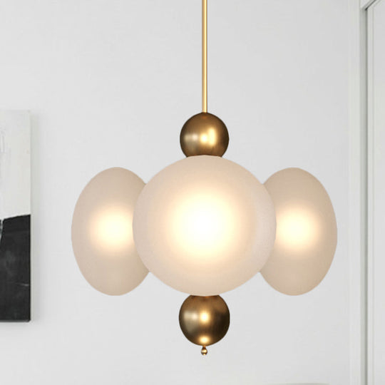 Modern Gold Round Chandelier With 4 Frosted Glass Heads