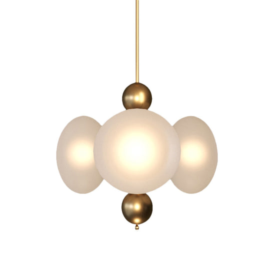 Modern Gold Round Chandelier with Frosted Glass - 4 Heads Ceiling Suspension Lamp