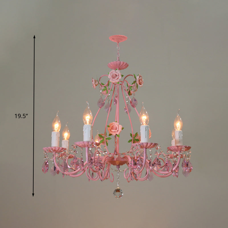 Traditional Crystal Pink Pendant Chandelier - Ceiling Fixture For Living Room (3 5 Or 8 Lights)