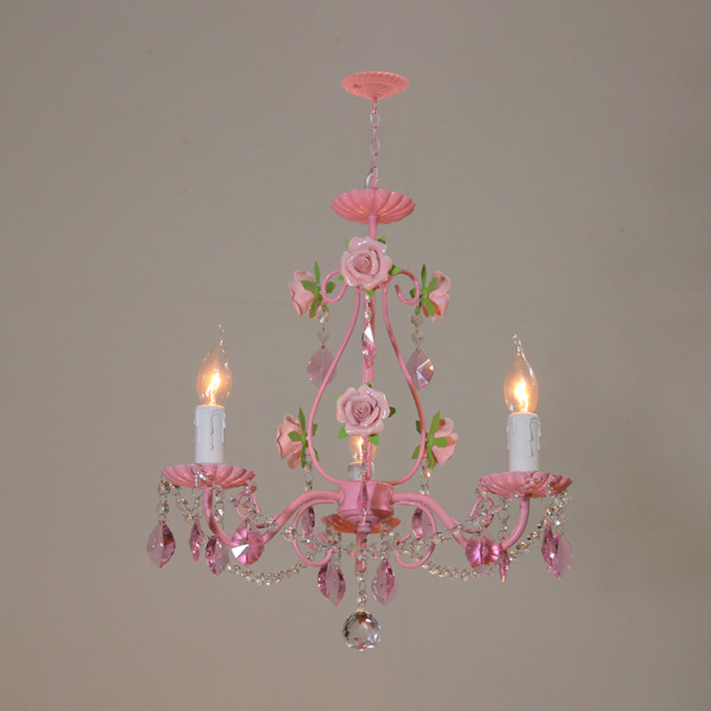 Traditional Crystal Pink Pendant Chandelier - Ceiling Fixture For Living Room (3 5 Or 8 Lights)