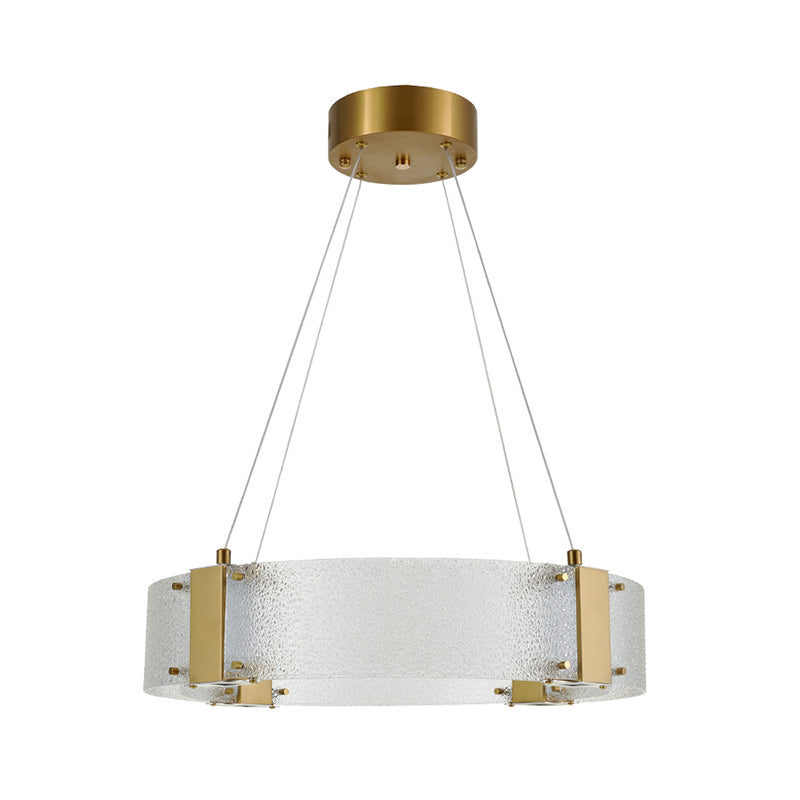 Modernist Frosted Glass Pendant Chandelier With Gold Accents - 6 Lights