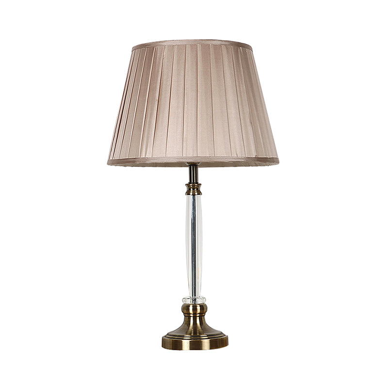 Traditional Crystal Tapered Nightstand Light With 1 Bedroom Table Lamp In Brown
