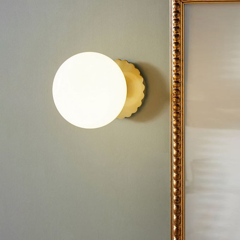 Minimalist Gold Wall Lamp With Glass Orb Shade - Perfect For Living Room