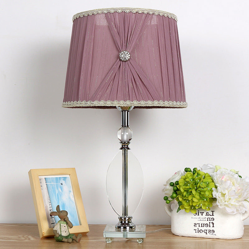 Rustic Purple Bedroom Nightstand Lamp - 1 Light Crystal Shade
