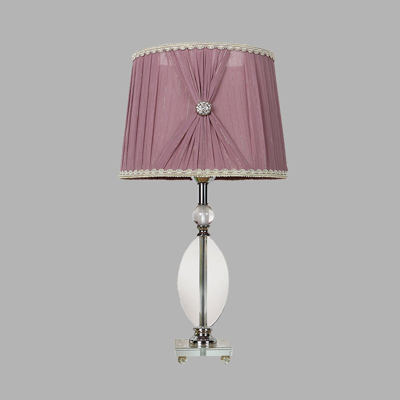 Rustic Purple Bedroom Nightstand Lamp - 1 Light Crystal Shade