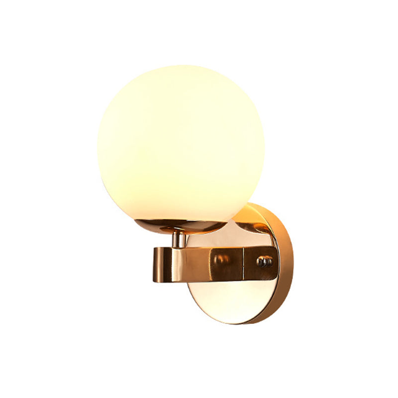 Modern Opal Glass Ball Wall Lamp - Gold Sconce Light For Living Room
