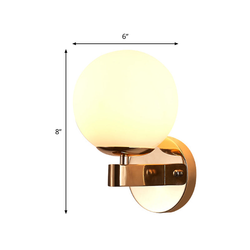 Modern Opal Glass Ball Wall Lamp - Gold Sconce Light For Living Room