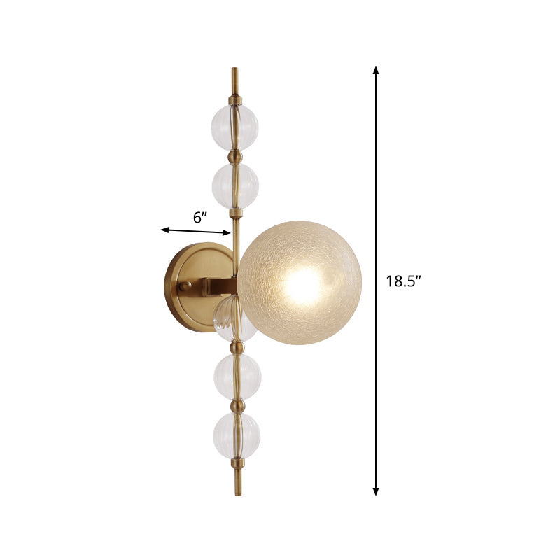 Gold Crackle Glass Modern Wall Sconce For Living Room With Round Light Fixture