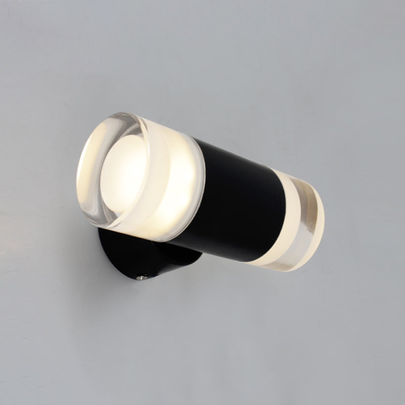 Minimalist Metal Tube Sconce Wall Mounted Light Fixture In Black For Living Room