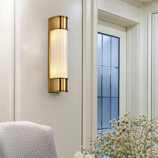 Modern Opal Glass Tubular Wall Light With 2 Heads - Black/White/Gold Sconce For Bedroom Gold