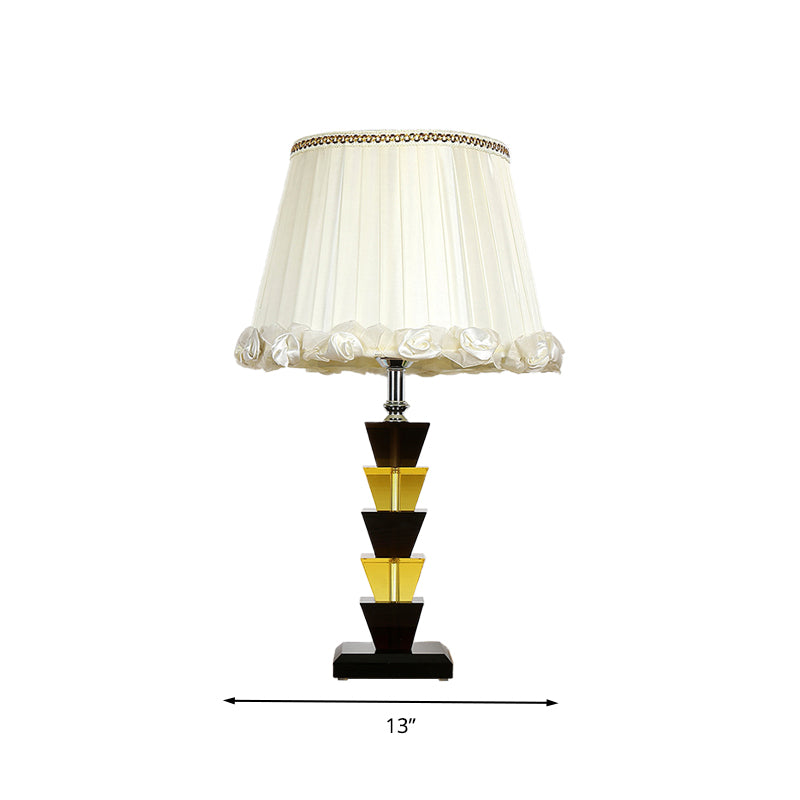 White Single Bulb Crystal Nightstand Lamp For Bedroom