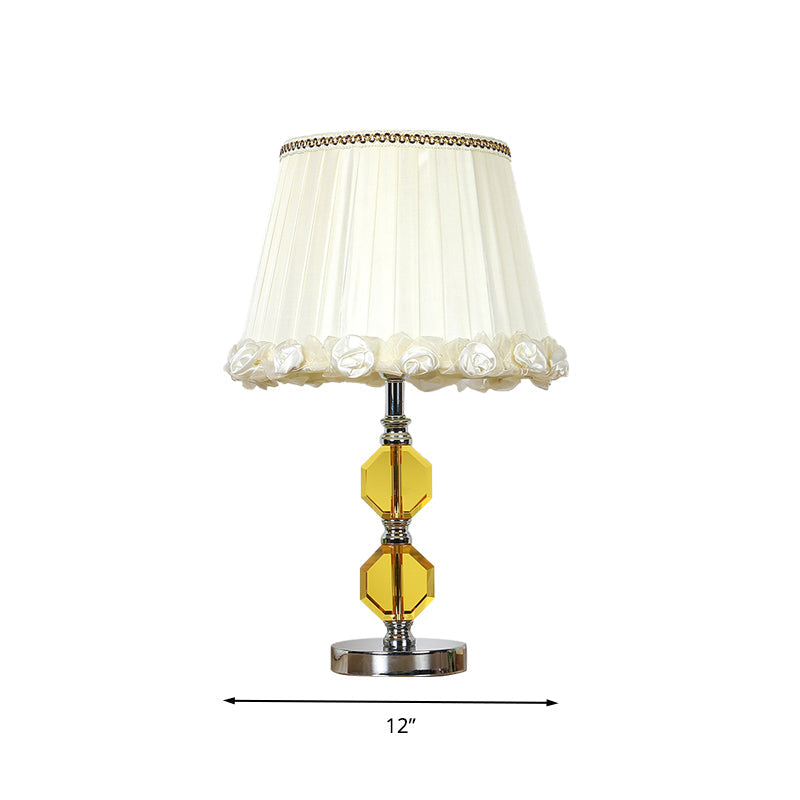 Traditional Beveled Crystal Octagonal Table Lamp With Single Head In White
