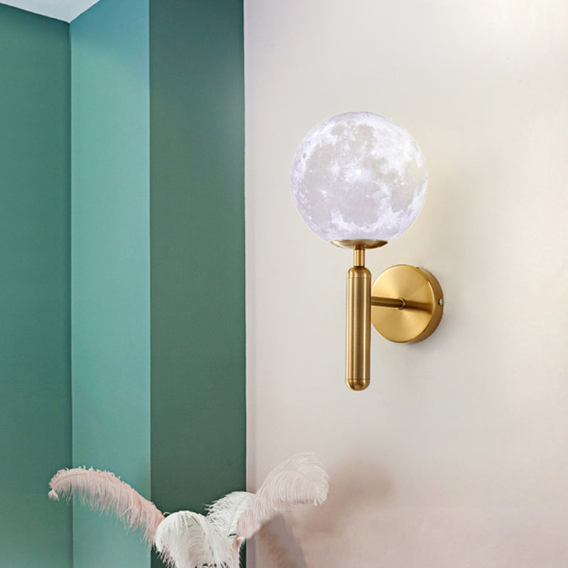 Contemporary White Glass Wall Sconce Light With Gold Metal Pencil Arm