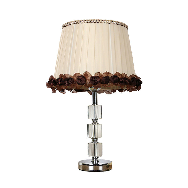 Barrel Night Lamp: Minimalist Clear Crystal Table Light In Beige For Living Room