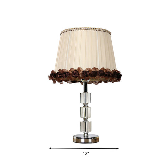 Barrel Night Lamp: Minimalist Clear Crystal Table Light In Beige For Living Room