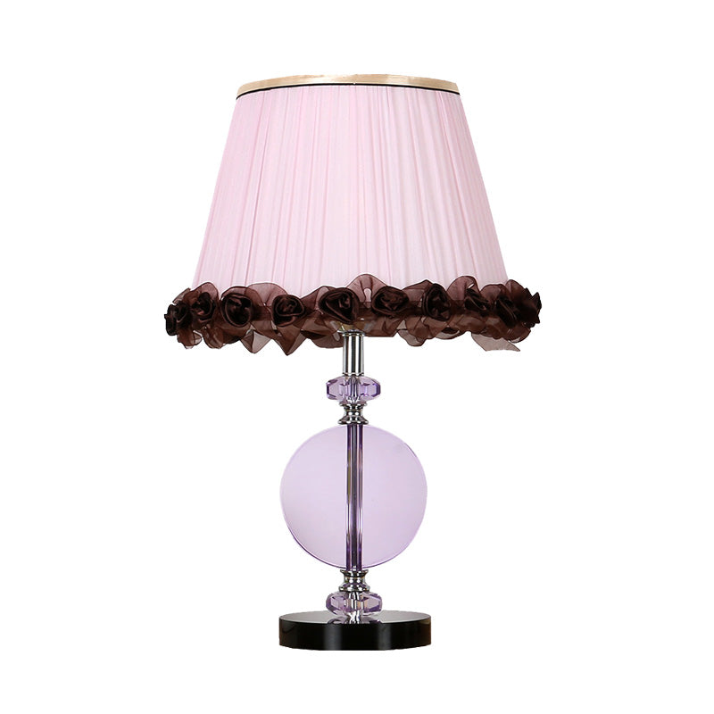 1-Light Pink Crystal Nightstand Table Lamp For Bedroom
