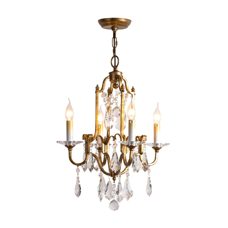 Antique Brass Chandelier With Crystal Accents | 4/6/9 Candlestick Lights Traditional Suspension