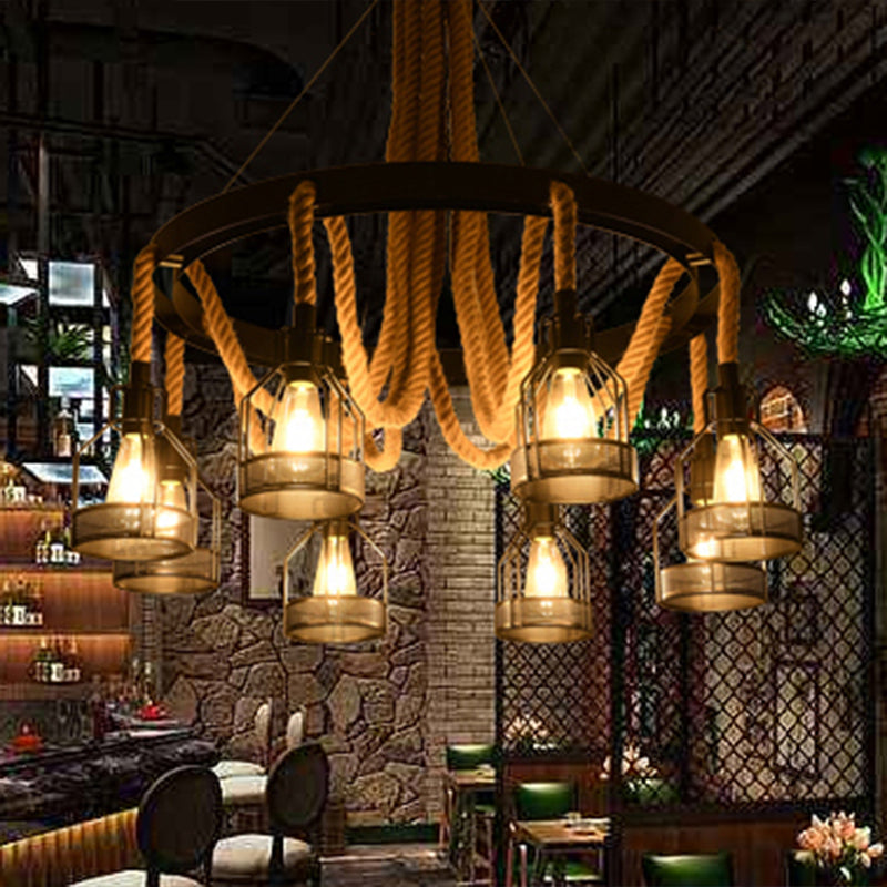 Metallic Chandelier - 4/6/14 Lights, Circular Design, Black - Perfect for Restaurants and Ceilings