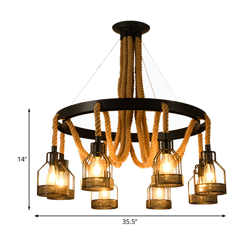 Modern Circular Metallic Chandelier - 4/6/14 Lights In Black Restaurant Ceiling Light Fixture |