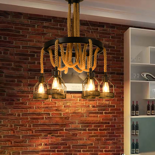 Metallic Chandelier - 4/6/14 Lights, Circular Design, Black - Perfect for Restaurants and Ceilings