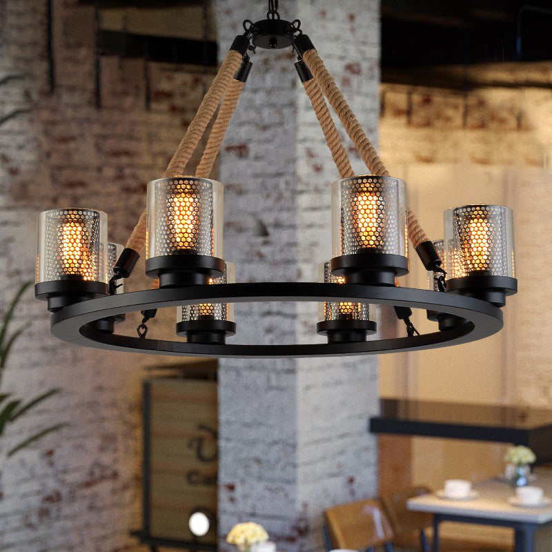 Industrial-Style Metal Black Chandelier Pendant Ceiling Lamp - 6/8 Lights Ideal For Restaurants
