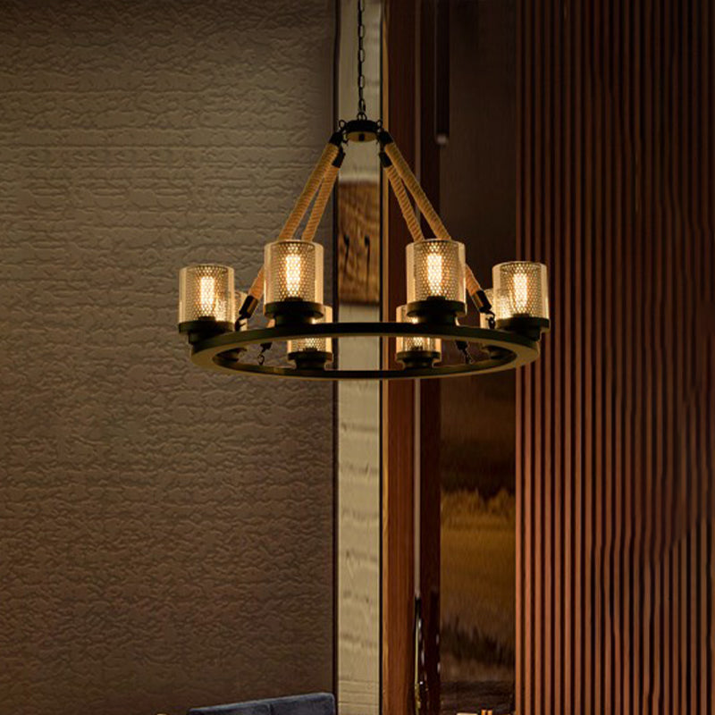 Industrial-Style Metal Black Chandelier Pendant Ceiling Lamp - 6/8 Lights Ideal For Restaurants