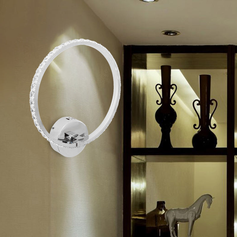 Translucent Crystal Sconce Light - Modern Led Wall Lighting Fixture | Chrome Finish 6/8/10 H