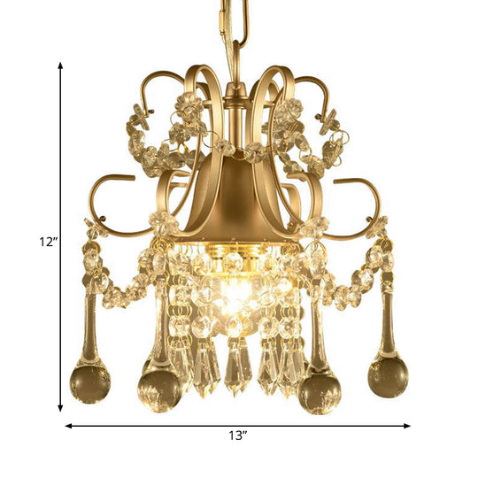 Sleek 3-Light Crystal Chandelier Pendant In Champagne For Living Room Ceiling