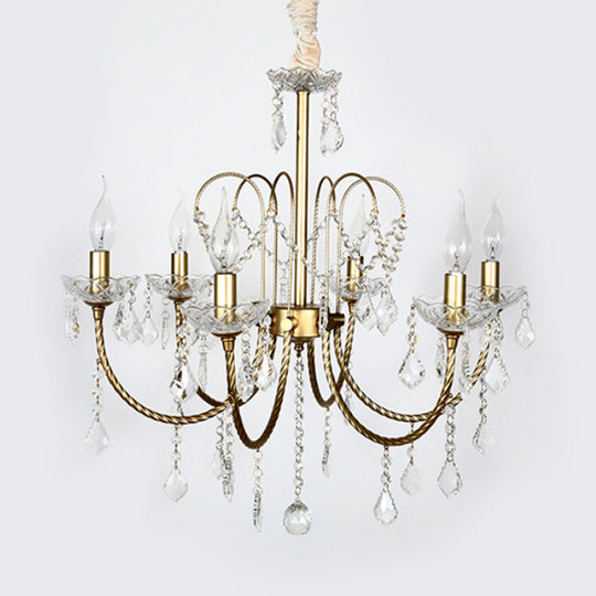 Traditional Gold Candlestick Crystal Chandelier Pendant Light - 5/6 Lights Ideal For Dining Room