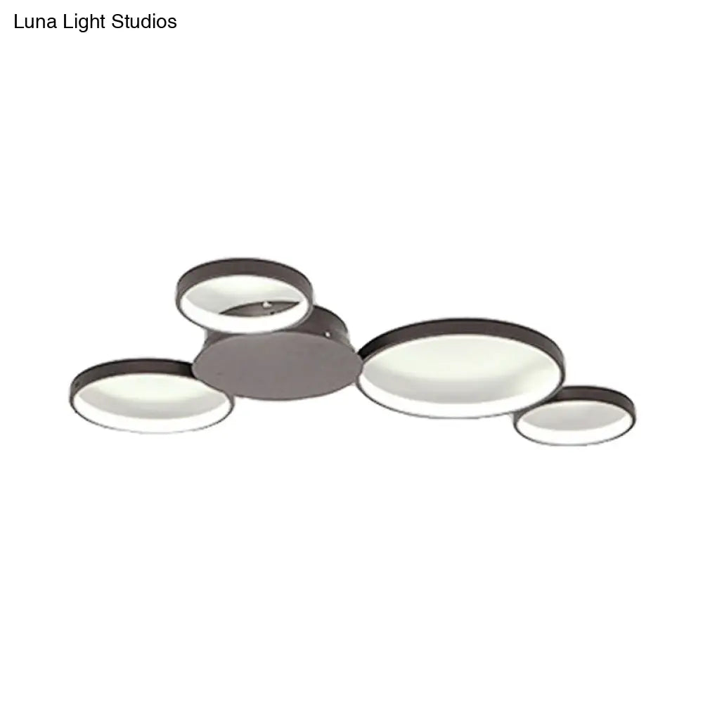 33.5’ - 47’ Wide White/Brown Ring Light Led Ceiling Flush Mount Lamp In Warm/White/Natural