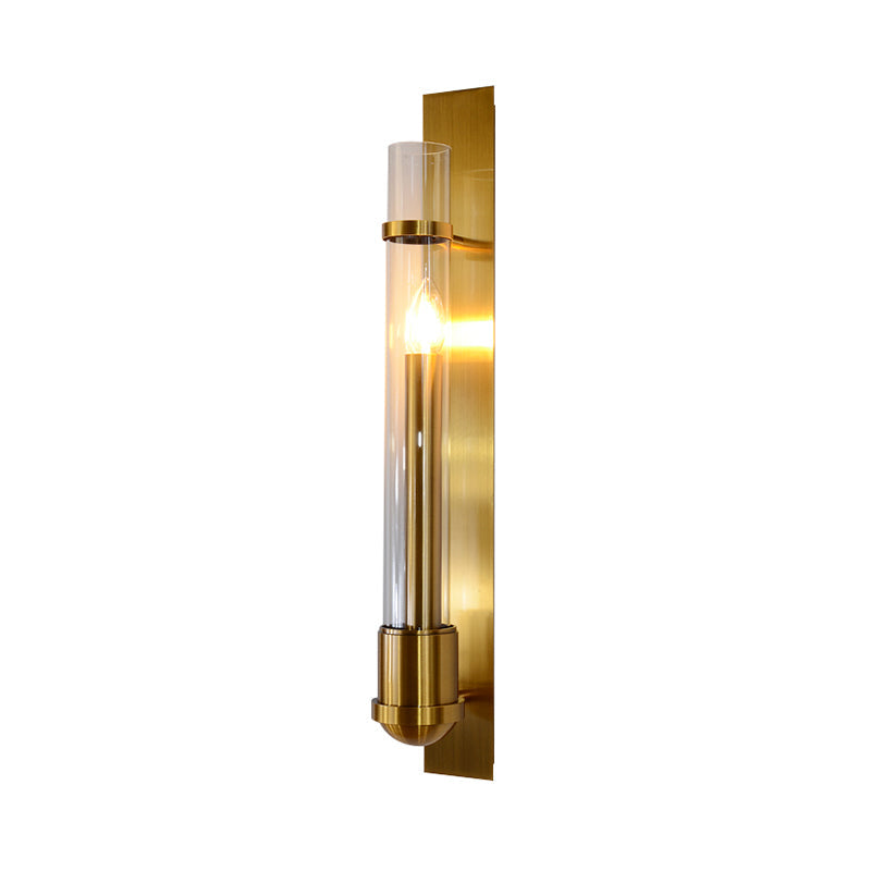 Modern Gold Wall Sconce Light With Clear Glass Shade